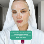 Frau mit feuchtigkeitsspendender BDR-Gesichtsmaske während einer professionellen Kosmetikbehandlung in der Beauty Lounge Trier.
