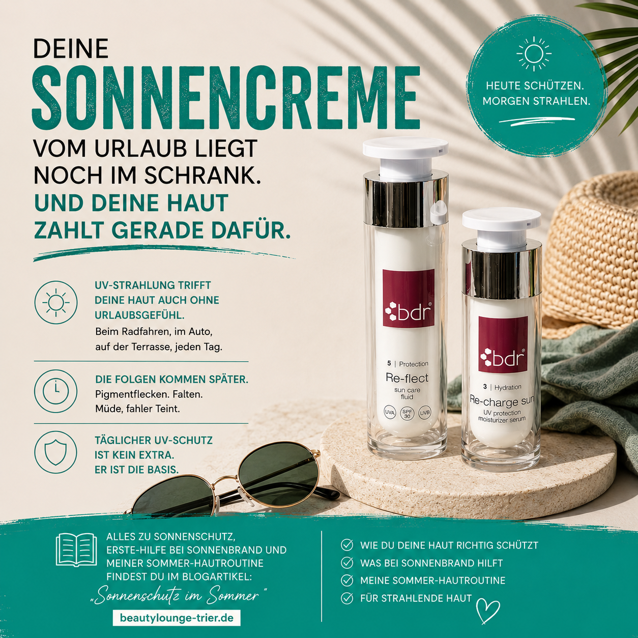 Sonnenschutz im Sommer_Beauty Lounge Trier_Kosmetik Trier